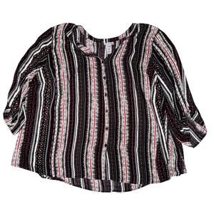 Catherines Women's plus size 5X Shirt Top Blouse tunic striped patterned shirt